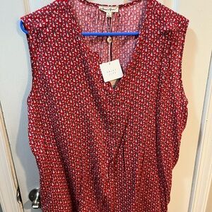 Grand & Greene Red Nautical Lighthouse sleeveless V-neck  Blouse Size XL